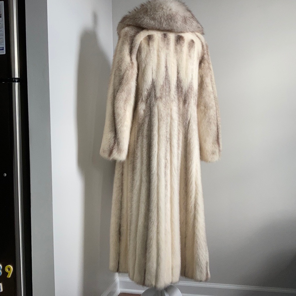 PHILIP REINER NEW YORK LONG MINK COAT W/FOX COLLAR
